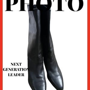 Vintage  Cowboy Calfskin black leather Pull On  Boots Size 7.5